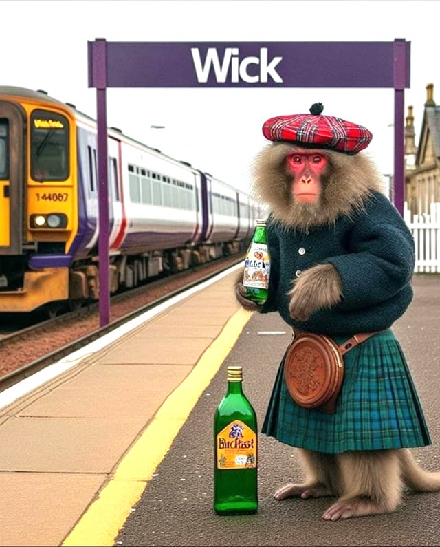 ScottishJAKay's tweet photo. 1.2.24
#MonkeyRun  
KONG CAPTURED!
A Police Spokesman for rural wildlife said, "He has been living on nuts, seed from bird feeders and drink left out by the locals. He had blended in with them was very hard to find. He has made a right monkey of us but that is nothing unusual!" https://t.co/EOPh6gZaWh