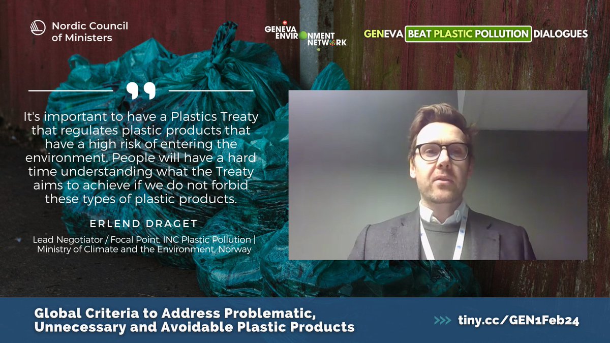 GENetwork's tweet photo. @nordenen @KRaubenheimer @NikoUrho @ciel_tweets @IUCN_Plastics @TESSForum @brsmeas @NorwayInGeneva @UNEP @REMA_Rwanda @ONUGinebraEC @Davzoul @SugathanTrade @PlasticsEurope @EirikLindebjerg @WWF @Juliet_Kabera "It is important to have a #PlasticsTreaty that regulates #plastic products that have a high risk of entering the #environment."

Opening the session, Erlend Draget of #Norway emphasizes what the new report can offer in the process ahead of #INC4. https://t.co/caYX7uGf4E
