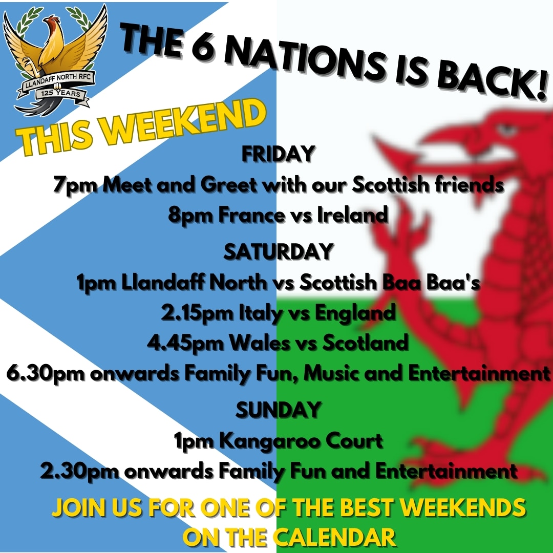 Join us on Saturday for live rugby on Hailey Park and on our big screens! Live music from @thepixnstix following the Wales vs Scotland game. Looking forward to packing out the club and seeing some old faces! #northfamily #oneclub ⚫️🟡🔵🔴
