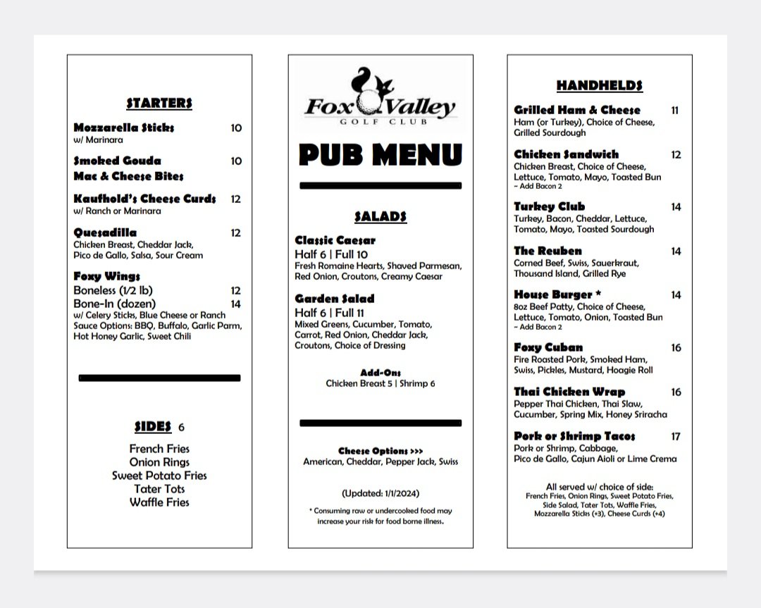 FVGCTheFox's tweet photo. New Pub Menu https://t.co/X65jkhVFQI