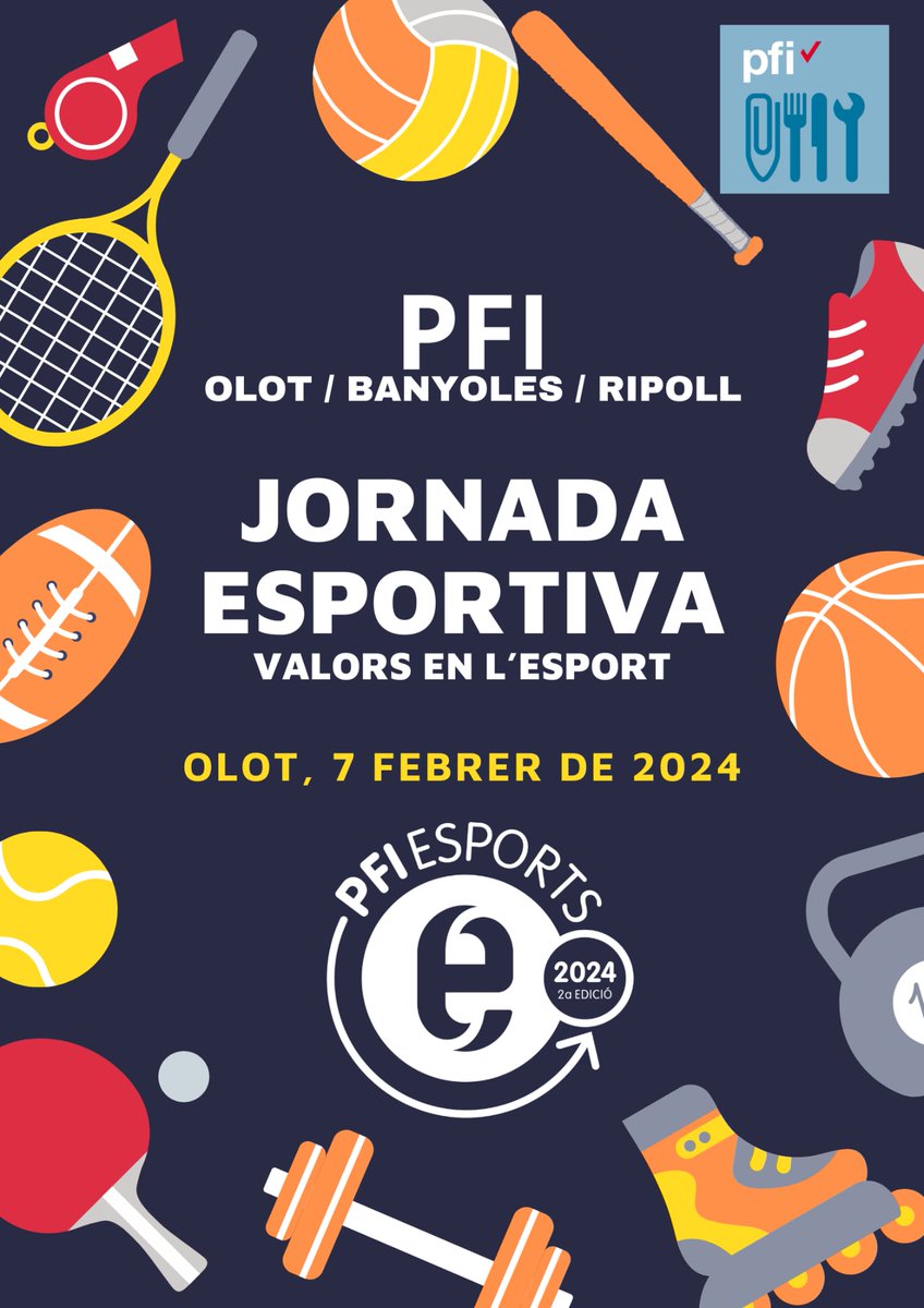 🔊El proper 7 de febrer tindrà lloc la Jornada Esportiva "Valors en l'Esport" a Olot.
📍Parc Nou 9:30h
El <a href="/GarrotxaPtt/">PTT GARROTXA</a> juntament amb <a href="/EpiaOlot/">Escola Pia Olot</a> i diferents PFI de la província hi participarem. Ganes d'esports!🏐🏈🎾🏀⚽🏓⛸️🏑
#FemSalut