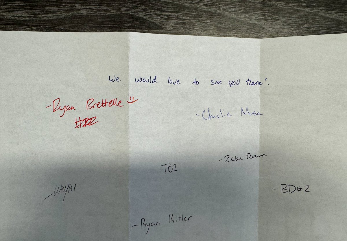 Came into my office this morning &amp; had a envelope from the seniors in the <a href="/CougarHighHoops/">CougarsBoysBasketball</a> program.

An invitation to join them on Wednesday night at 7:00 pm for their Senior Night vs. St. Charles West.

I will be there! 

Maybe we can get @CoachGossettLHS &amp; <a href="/TheClawStream/">TheClaw</a> there?