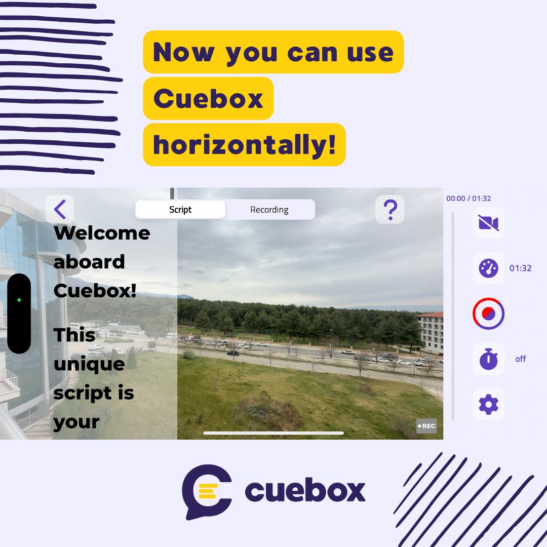 🎥📱 New Update Alert! 🌟 The game-changing Cuebox app just got even better! 🙌🏼🎉
Now you can effortlessly record videos horizontally with Cuebox, making every shot perfectly cinematic and professional.