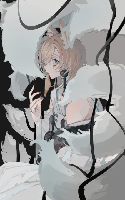 きつねさま…… #かな絵 