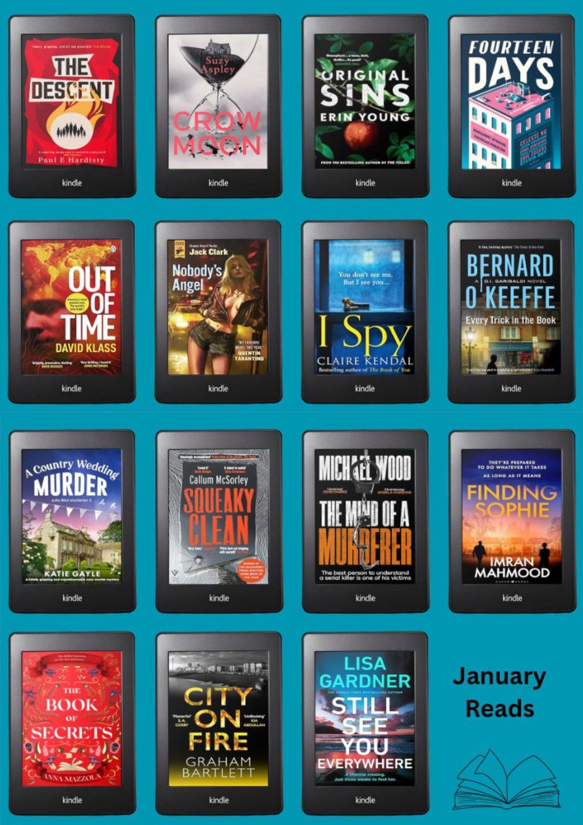 JenMedBkReviews's tweet photo. Great start to the reading year. 15 books in Jan.
The Descent by @Hardisty_Paul
Crow Moon by @writer_suzy
Original Sins by @erinyoungauthor
Fourteen Days edited by @MargaretAtwood
Out of Time by #DavidKlass
Nobody’s Angel by #JackClark
#booksreadinjan #amreading #booktwitter https://t.co/m73UVYj2uS
