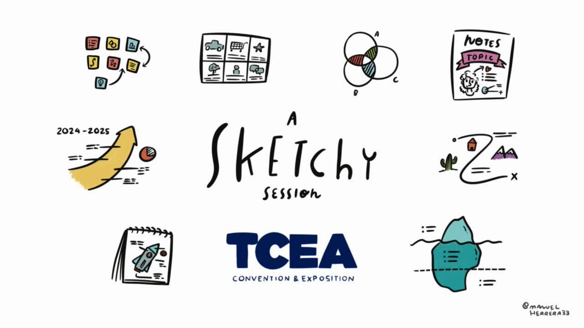 We're gonna get a little SKETCY at @TCEA. Join me for my session on how we can use drawing to capture ideas, share thinking, & learn new information. 📒🖊 Early birds get a sketchbook! Tues. 12:30 PM-2:00 PM - Room 9C #tcea #tcea24 #draw #sketchnote #sketchnotes