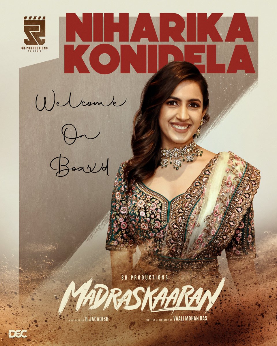 The fabulous @niharikakonidel has just joined the cast of #Madraskaaran, bringing her charisma and charm to make it even more beautiful! 💥 Join the ride with @ShaneNigam1 @SR_PRO_OFFL @vaali_mohandas @KalaiActor @Sathishoff @teamaimpr @decoffl