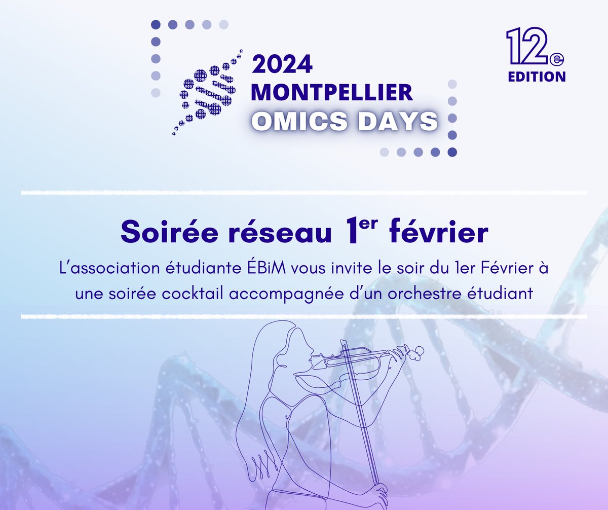 OmicsDays's tweet photo. Nous avons le plaisir de convier tous les participants aux MOD à une soirée cocktail le jeudi 1er février de 18h00 à 23h00. 

Les places sont limitées à 150 personnes, inscrivez-vous vite sur le formulaire d'inscription disponible ici : https://t.co/Q6kdwuRuFq https://t.co/PCPLbnK2xE