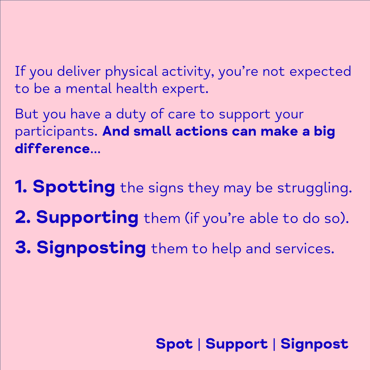 Sport_England's tweet photo. 🗣️ "In many ways, mental health is just like physical health: everybody has it and we need to take care of it."
To celebrate #TimeToTalk day, @MindCharity's Physical Activity Operations Manager explains more about their campaign: #SpotSupportSignpost.
🔗 https://t.co/qTg9SCO72W https://t.co/Toy7tUK4hq