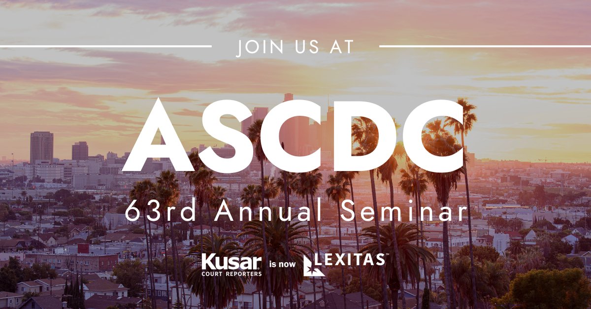KusarLegal1's tweet photo. Thrilled to announce that Kusar, now Lexitas, will be exhibiting at the ASCDC 63rd Annual Seminar!

Join us at the JW Marriott LA Live on February 8th. We can't wait to connect, share insights, and be part of this incredible event!

See you there!

#ascdc #63rdannualseminar https://t.co/K0F7n7zVzK
