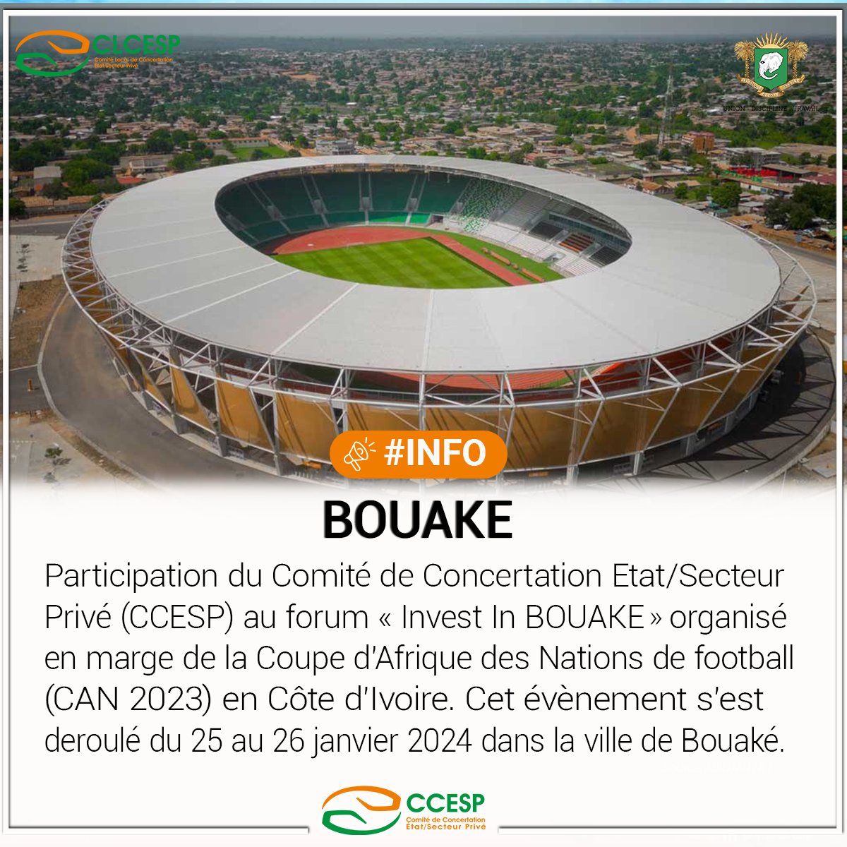CCESP_Officiel's tweet photo. #𝐀𝐂𝐓𝐔
𝐈𝐍𝐕𝐄𝐒𝐓 𝐈𝐍 BOUAKE : 𝐅𝐎𝐑𝐔𝐌 𝐃'𝐀𝐅𝐅𝐀𝐈𝐑𝐄𝐒
#𝐂𝐀𝐍𝟐𝟎𝟐𝟑
#investbouake
#investkorhogo
#CCESP
#CEPICI
#chambredecommerce
#CCI
#CLCESP
#Primature
#ministeredesfinancesetbudget
#ministereducommerce
#ministereduplanetdudeveloppement
#fondsdentretienroutier
#CNPS
#AirCotedIvoire
#MTNCI
#ARDCI
#abidjanlegacyprogram
#secteurprivé
#dialoguepubliprivé
#PartageLinfo