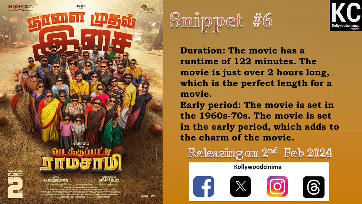 KollywoodCinima's tweet photo. #KcSnippets for #VadakkupattiRamasamy by #SaiGanesh Set 02 

#VadakkupattiRamasamy 
#VadakkupattiRamasamyFromFeb2
#VadakkupattiRamasamyFromTomorrow

@iamsanthanam @karthikyogitw @akash_megha @vishwaprasadtg @peoplemediafcy @vivekkuchibotla @Riyaz_Ctc #KollywoodCinima https://t.co/j48gKcZIns