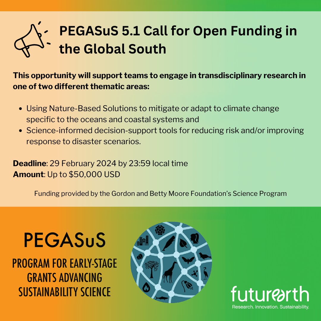 📣Deadline extended: Two open #funding calls aimed at engaging #transdisciplinary research teams to address: 🌍Ocean/coastal #adaptation & #mitigation 🌎 Risk reduction/disaster response Read more and submit proposals here by 29 February: bit.ly/4au2QWr @MooreFound
