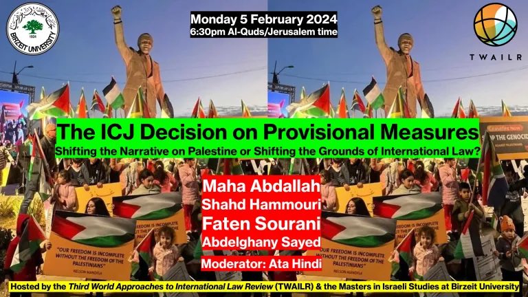 Happening on Monday - Finally Palestinian and Arab led critical discussion on the ICJ decision, ways forward for Palestine and IL with my favourite humans @MahaAbdallah @AtaRHindi @TWAILReview twailr.com/the-icj-decisi…
