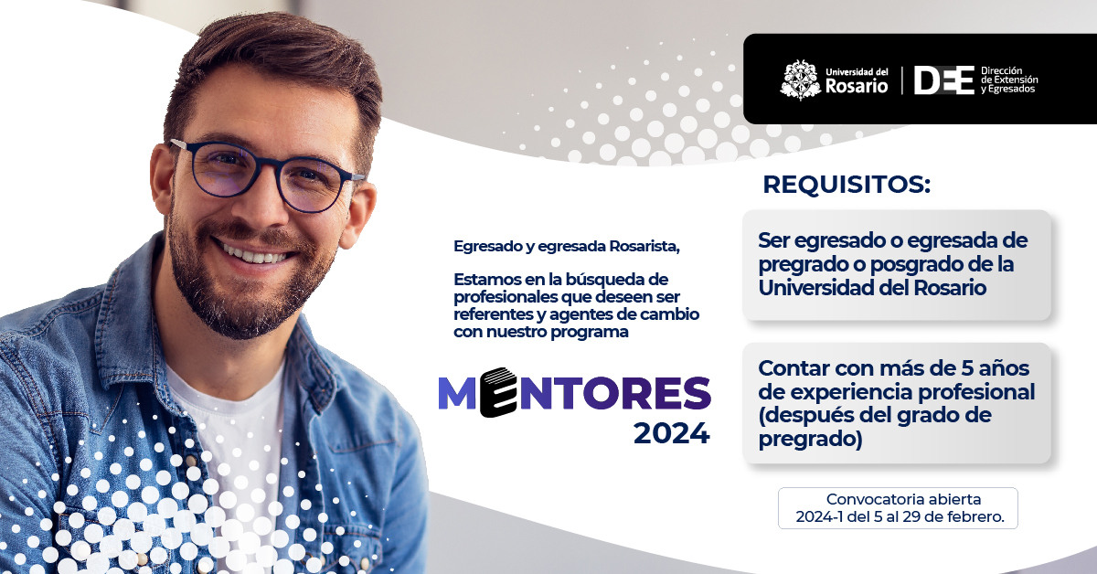 🤩Plan Mentores llega recargado💪🏼Inscripciones abiertas 

#EgresadoRosarista, te invitamos a acompañar a los estudiantes o a los recién egresados, que requieren de personas como tú, líderes  que sean fuente de motivación e inspiración.

Información en 👉urosario.edu.co/egresados/plan…