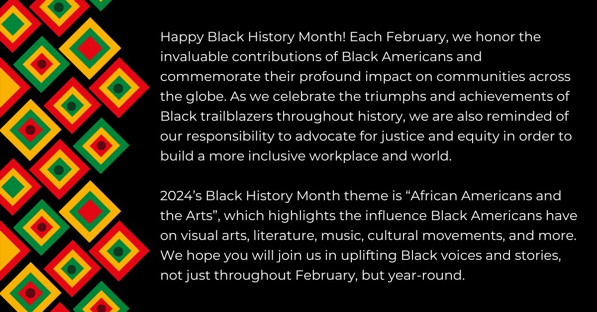 Happy #BlackHistoryMonth! This month, we honor the invaluable contributions of Black Americans and commemorate their profound impact on communities across the globe. We hope you will join us in uplifting Black voices and stories, not just throughout February, but year-round.