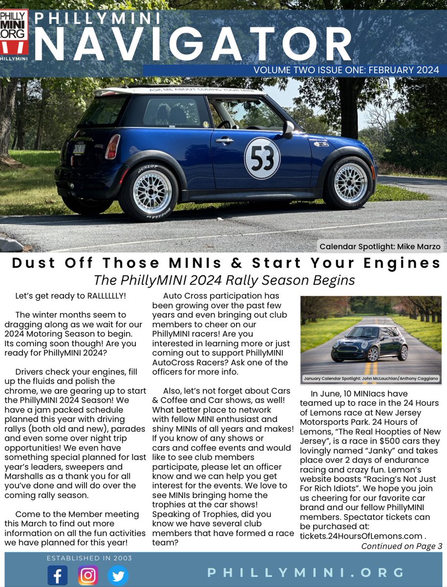 philly_mini's tweet image. Hope everyone has a nice break!!! The 2924 season is almost here!!! The February 2924 issue of the PhillyMINI Navigator is out! Check on your emails or visit the website!

PhillyMINI.org/docs.ashx?id=1…