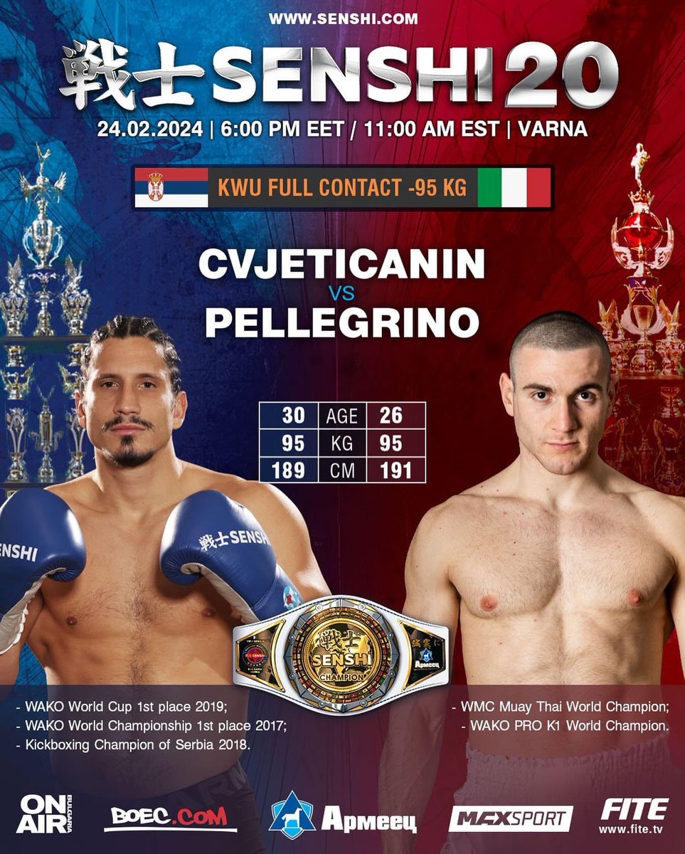 Fight_Clubbing's tweet photo. Sfida ai vertici mondiali per l'attuale N.1 dei Pesi Massimi d'Italia #EnricoPellegrino 🇮🇹, già campione del Mondo WAKO, WMC e #FightClubbing, che il prossimo 24 febbraio sarà impegnato all'estero in uno dei Top Eventi Internazionali, #Senshi, contro il campione in carica dei Pesi Massimi della promotion #MilošCvjetićanin 🇷🇸
Forza Enrico, l'Italia è con te! 💙
