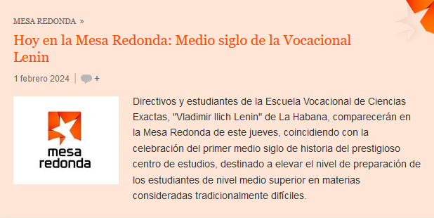 DaineryHF's tweet photo. Directivos y estudiantes de la Escuela Vocacional de Ciencias Exactas,  "Vladimir Ilich Lenin" de La Habana, comparecerán en la Mesa Redonda de hoy. #Avilmat @PaulinoPrezVie1
 @Emp_Avilmat https://t.co/dE8zu4hpkB