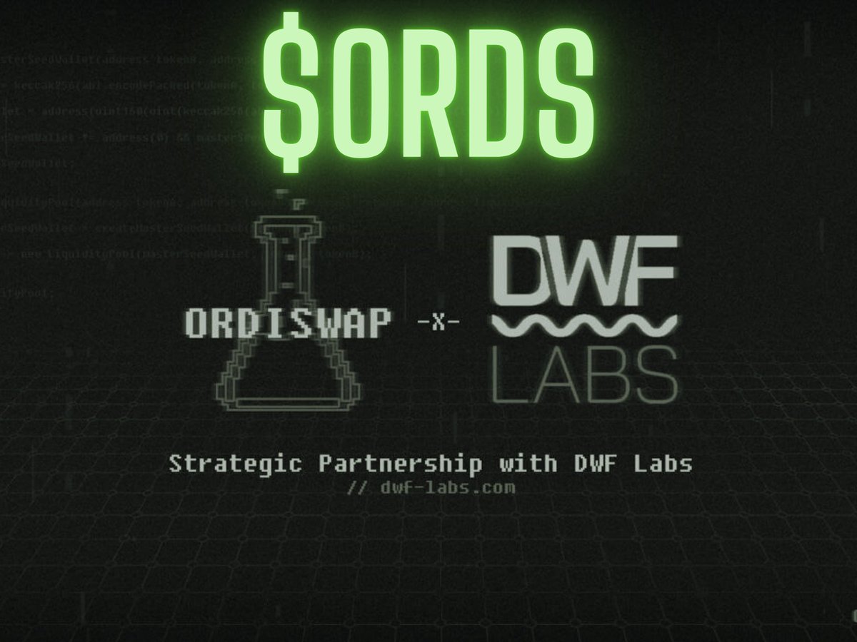 $ORDS making major moves 🚨

🧪 <a href="/OrdiswapLabs/">Ordiswap</a> is partnering with <a href="/DWFLabs/">DWF Labs</a> to develop the premier DeFi infrastructure &amp; ecosystem for #BTC 's native layer.

This is massive!

Are you ready for what's coming? 🤑