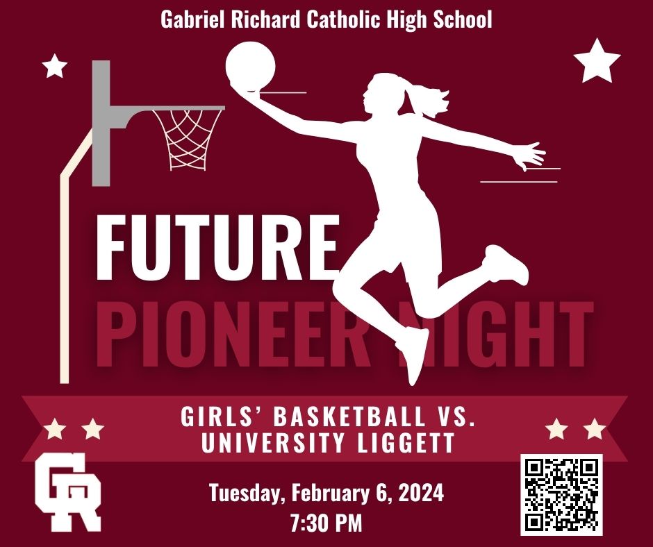 Join us on February 6 for our next Future Pioneer Night as our Lady Pioneers take on University Liggett. Varsity begins at 7:30 p.m. Future Pioneers in grades 5-8 who wear their school spirit apparel receive free admission, concessions and souvenir. forms.gle/NX6WSQwRoU6YAG…