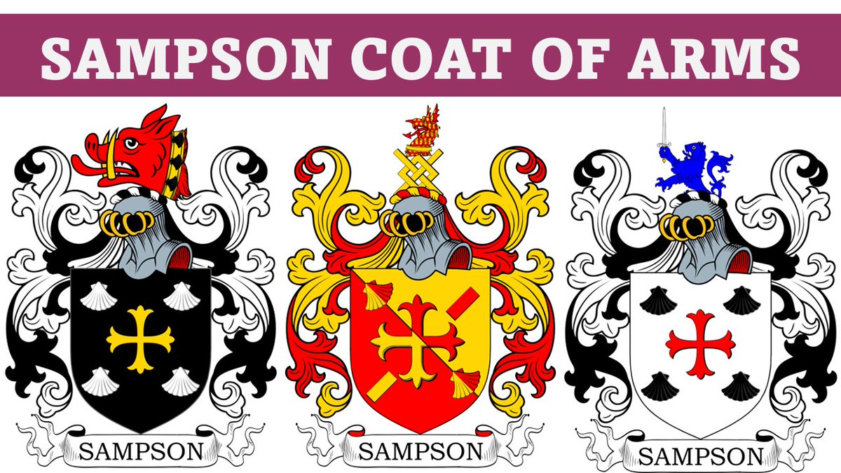 thecoadb's tweet photo. #sampson #heraldry #coatofarms #genealogy #familycrest #surnames #lastnames #familyhistory #familytree #surnamehistory #middleages #medieval 

https://t.co/UCvxAugQQa https://t.co/KWVMh3hGeP