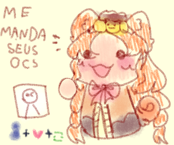 Docinho___123's tweet photo. Olá pessoal! ૮₍˃⤙˂₎ა 
Hoje estava um pouco sem criatividade estava querendo fazer isso antes 

Me manda seus oc’s para eu desenhar 

Não prometo que eu vou desenhar todo mundo ou vai sair bonito 

E um aviso:
Só vou desenhar somente oc’s

Tem que me seguir 🔁e🧡
só isso bye https://t.co/eTur2UM5sz