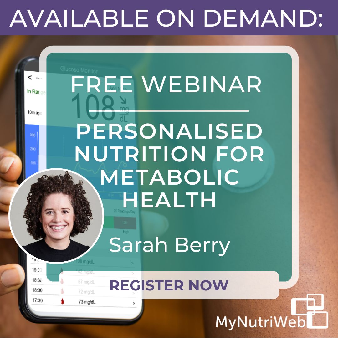 💭 Miss last night's #PersonalisedNutrition webinar with @saraheeberry & @leta_pilic ? ⭐ It was a brilliant session covering the latest evidence in this growing field📄 🎧 Now available on demand to watch in your own time: bit.ly/3sQAqFl @AfN_UK_ endorsed CPD✅