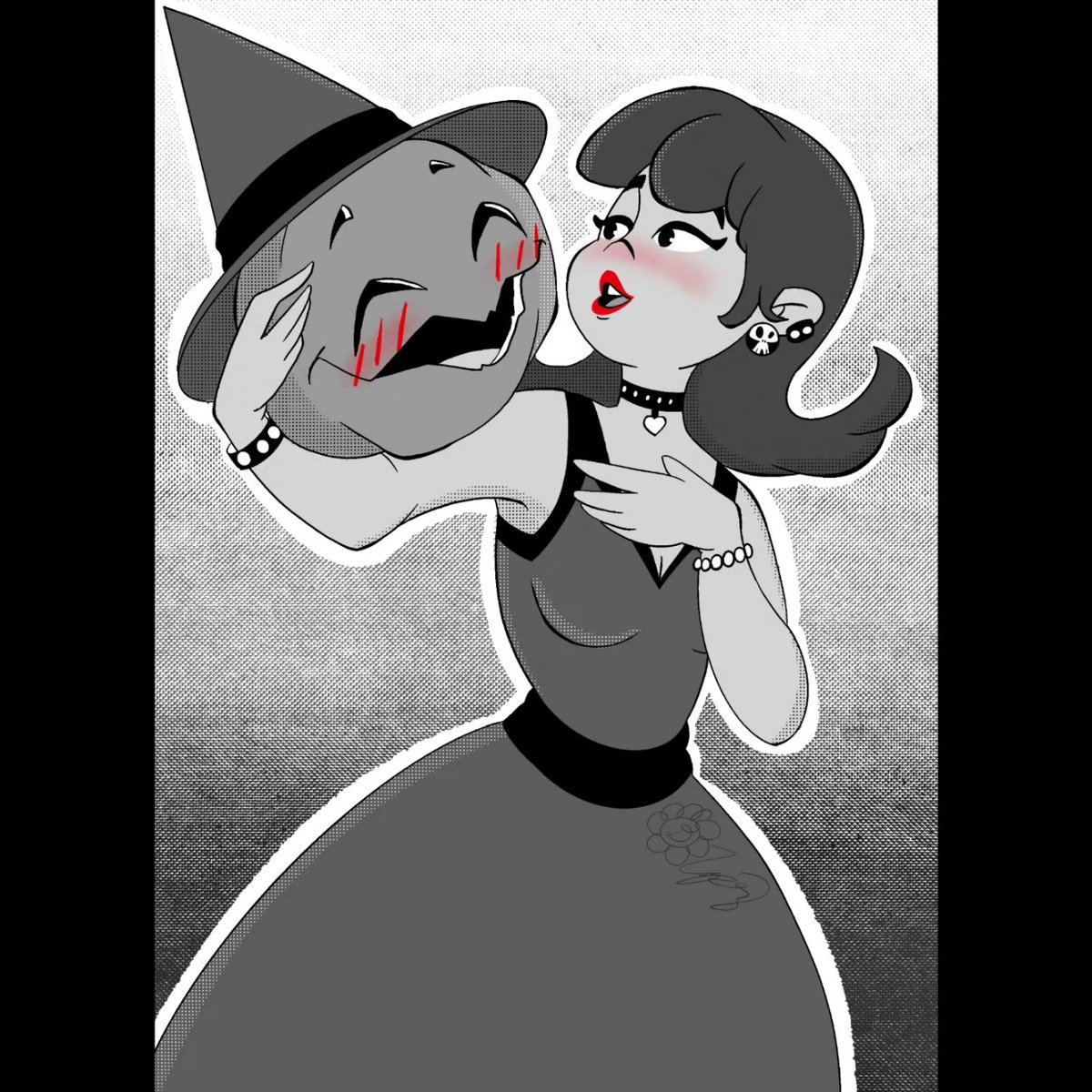 DaisitasDesign's tweet photo. It's the month of love 💖 So here's the new rendition of my favorite couple 🥰 scroll through to see my other drawings of the witch with her pumpkin headed boyfriend 💚 #CoupleGoals #February #witch #pumpkin #sothisislove #illustration https://t.co/WkrrwXUAjD