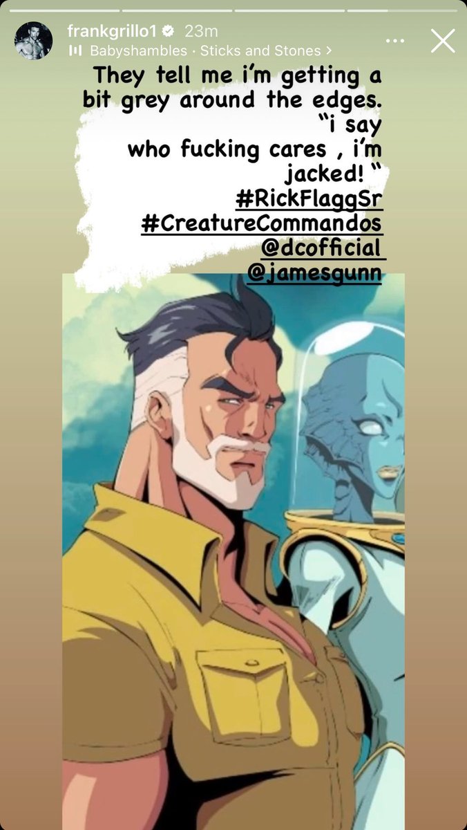 Insta story from Frank Grillo about #CreatureCommandos
