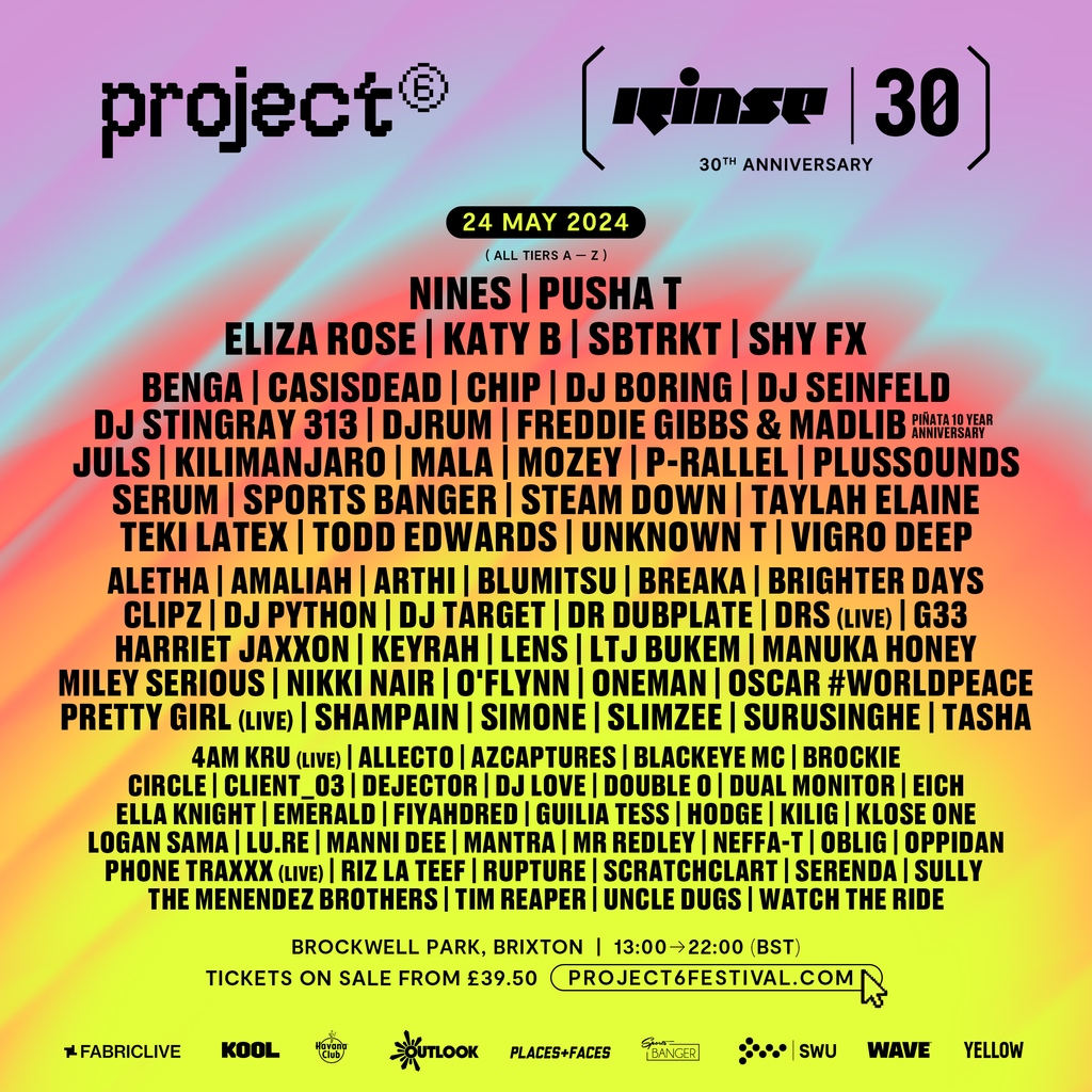 project6fest's tweet image. PROJECT 6 / RINSE 30 FULL LINE UP JUST LANDED 🛬

Bringing you some of the freshest names in the industry, including headliners Nines, Pusha T, Eliza Rose and many more.

🔗Tickets AVAILABLE NOW [project6festival.com]

#LondonFestival #LineUpDrop #Project6 #Project6Festival