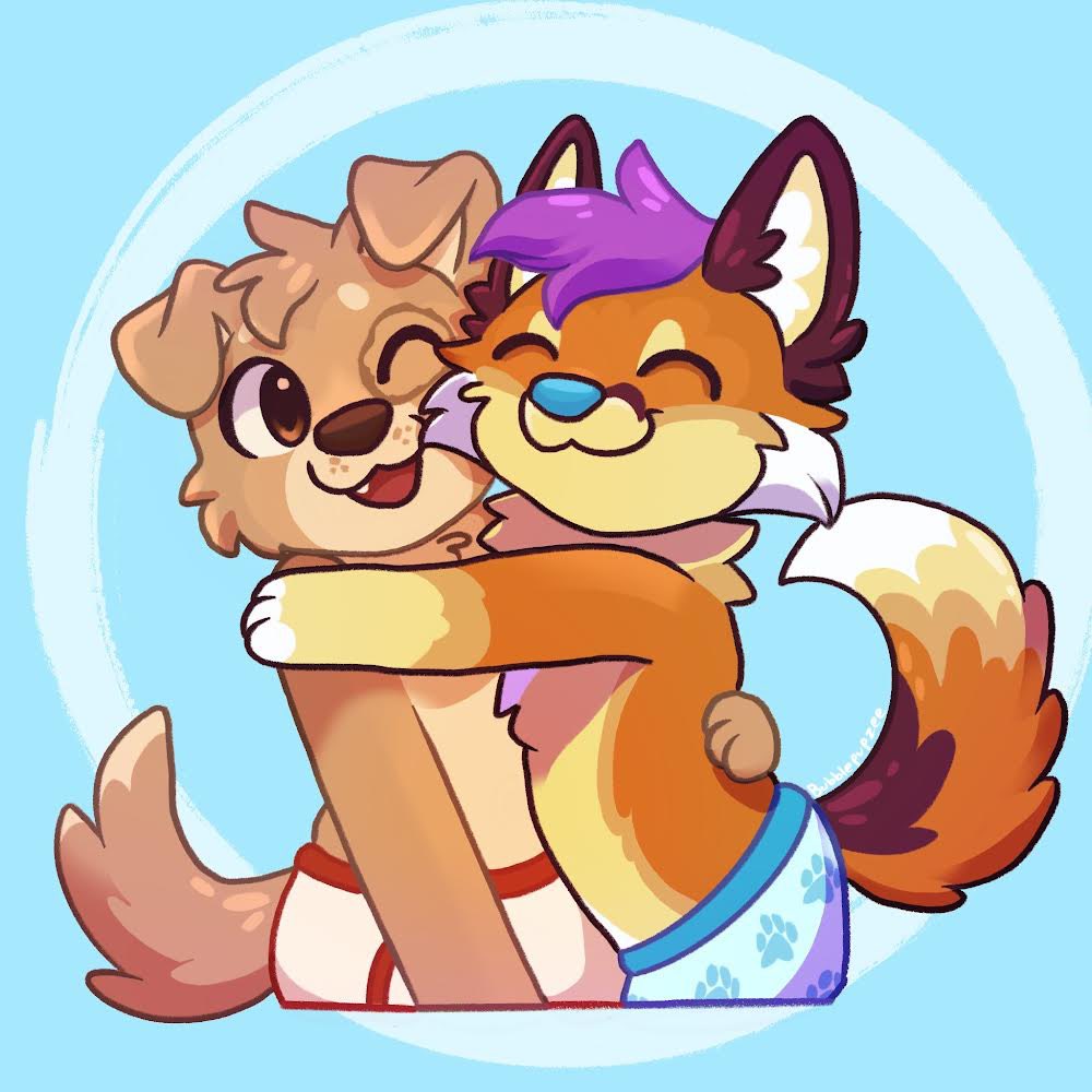 Me and the very huggable <a href="/lucthelab/">Luc</a>!

🎨:<a href="/bubblepupzee/">🫧Zee🫧</a>