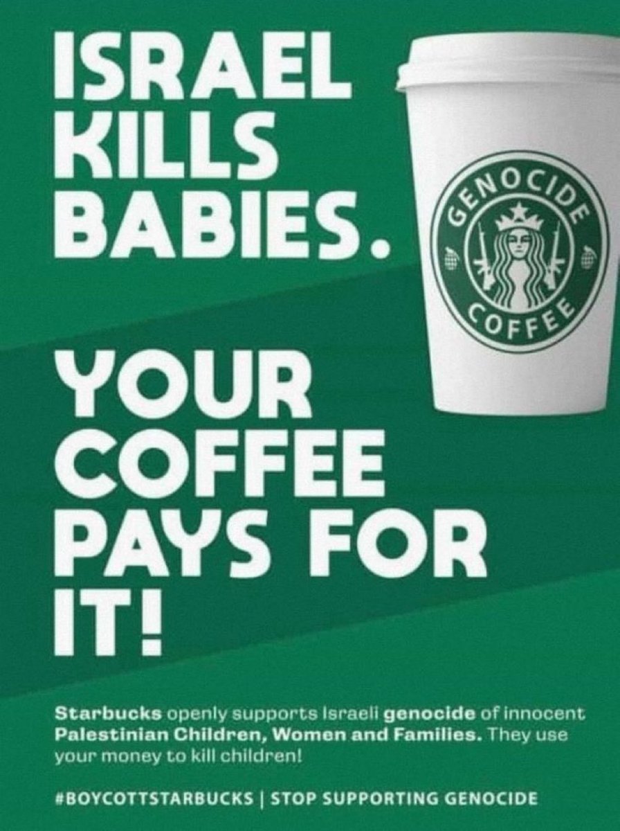 Keep BOYCOTTING child killers!🩸🩸

#BoycottMcDonalds 
#BoycottStarbucks