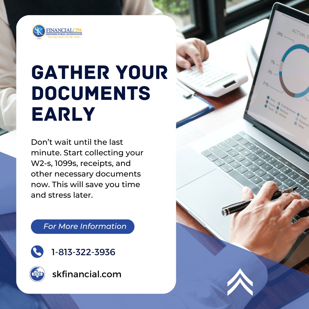 skfinancial's tweet image. The official start of tax season is here, meaning it&apos;s time to gather your documents and tackle those 2023 returns. But before you dive in, reach out our experts

Visit cstu.io/960cfc

#TampaTaxes #TaxSeason2024 #FileSmart #RefundReady #FloridaFinances
