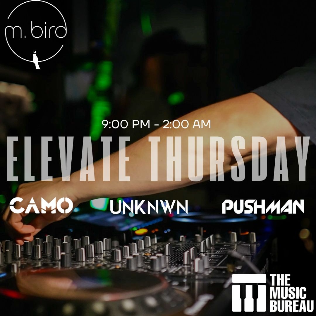 BookMusicBureau's tweet photo. Thursdays are better on the rooftop ✨

Tonight, join us at M. Bird for Elevate Thursday featuring @djunknwnpr and @officialpushman, with additional support from @djcamofla.

See you there! #ElevateThursday #MBird #ArmatureWorks #Tampa https://t.co/E2qGnOtxgf
