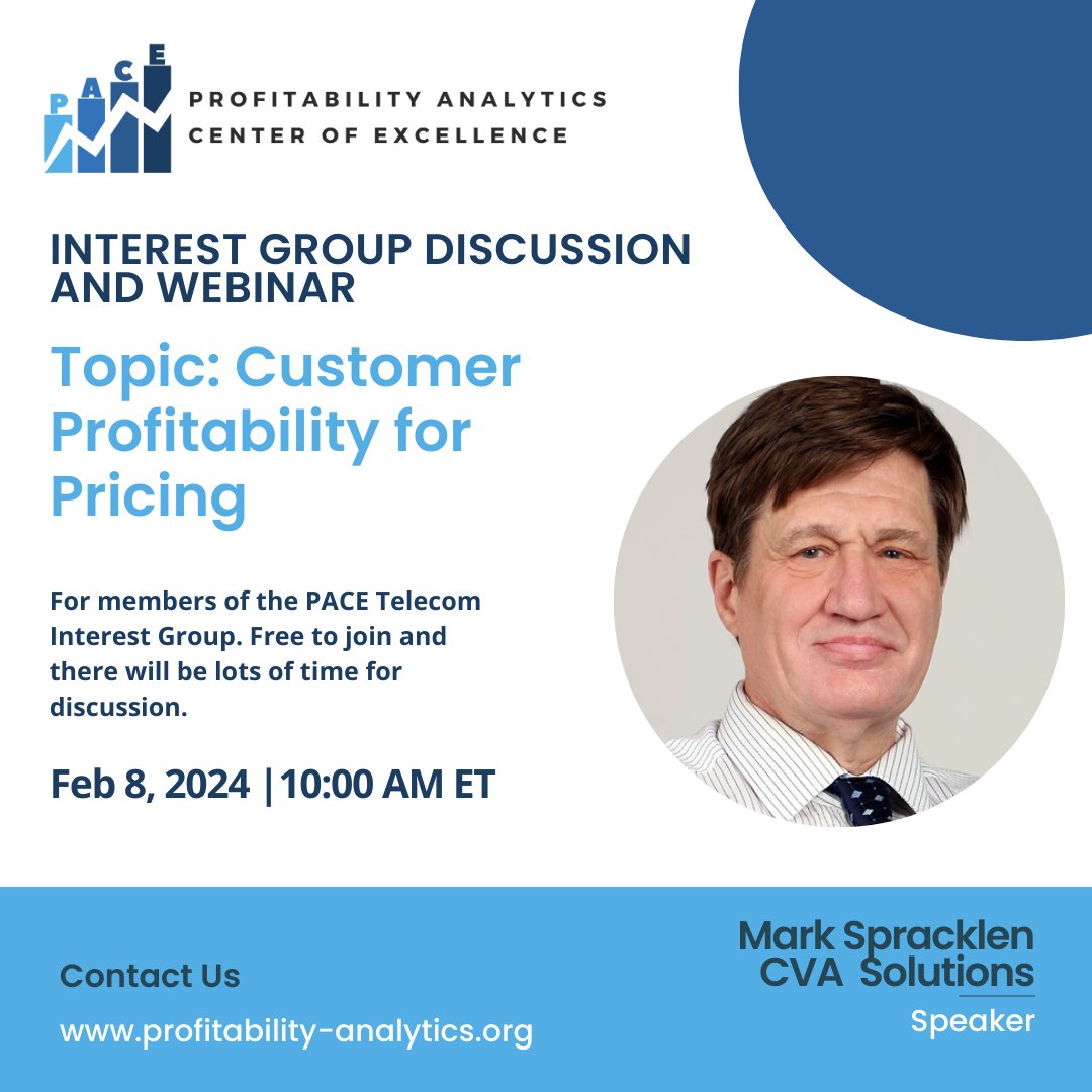 Join us on Thursday February 8th at 10am ET for our next PACE #telecom  #Profitability #webinar  and discussion. If you are not from a Telecommunications company, you will likely still find the discussions helpful and enlightening. tinyurl.com/2s3ej3d6 <a href="/SeanSteinSmith/">Dr Sean Stein Smith</a> @NJCPA