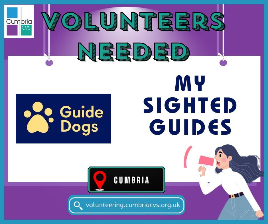 CumbriaCVS's tweet image. Sign up to our VOLUNTEERING PORTAL &amp;amp; get exclusive access to hundreds of life-changing #volunteering roles in #Cumbria - like this one with @guidedogs! #SightedGuide help people with sight loss gain confidence &amp;amp; mobility in their community 🧑‍🦯 🦮 volunteering.cumbriacvs.org.uk/volunteers/opp…