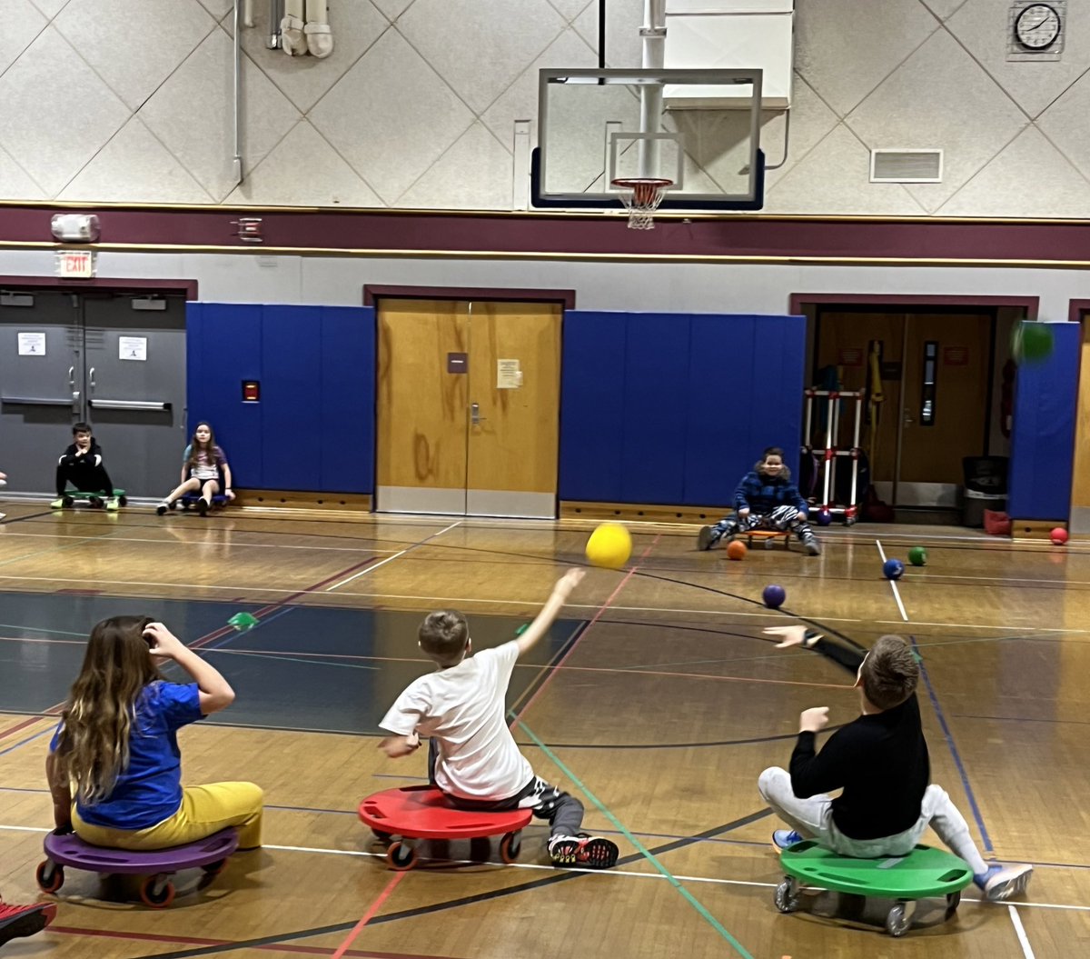 The combination of dodgeball with scooters is genius…pure genius. Middle school gym is rocking with energy this morning!