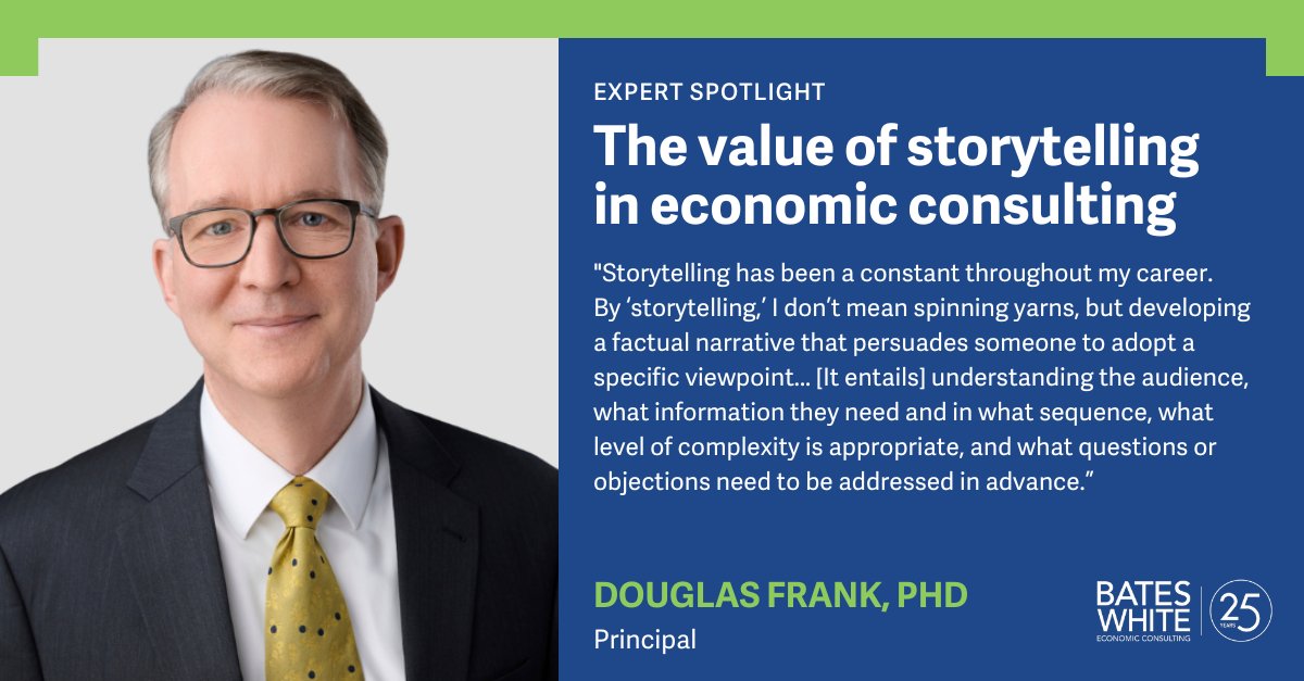 In a new expert spotlight, Principal Douglas Frank emphasizes the value of project management and storytelling in economic consulting. He also explains how his diverse experiences give him a unique perspective in his client work. Read the Q&A: ow.ly/RcwZ50QteeH #antitrust
