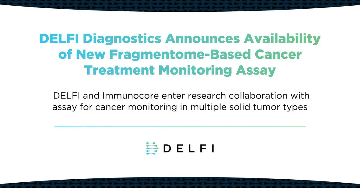 Today we announced the availability of our fragmentome-based RUO cancer monitoring assay, DELFI-TF, & a new collaboration with @Immunocore to explore this assay as an early predictor of benefit from treatment with their ImmTAC-based therapies. Read more: prnewswire.com/news-releases/…