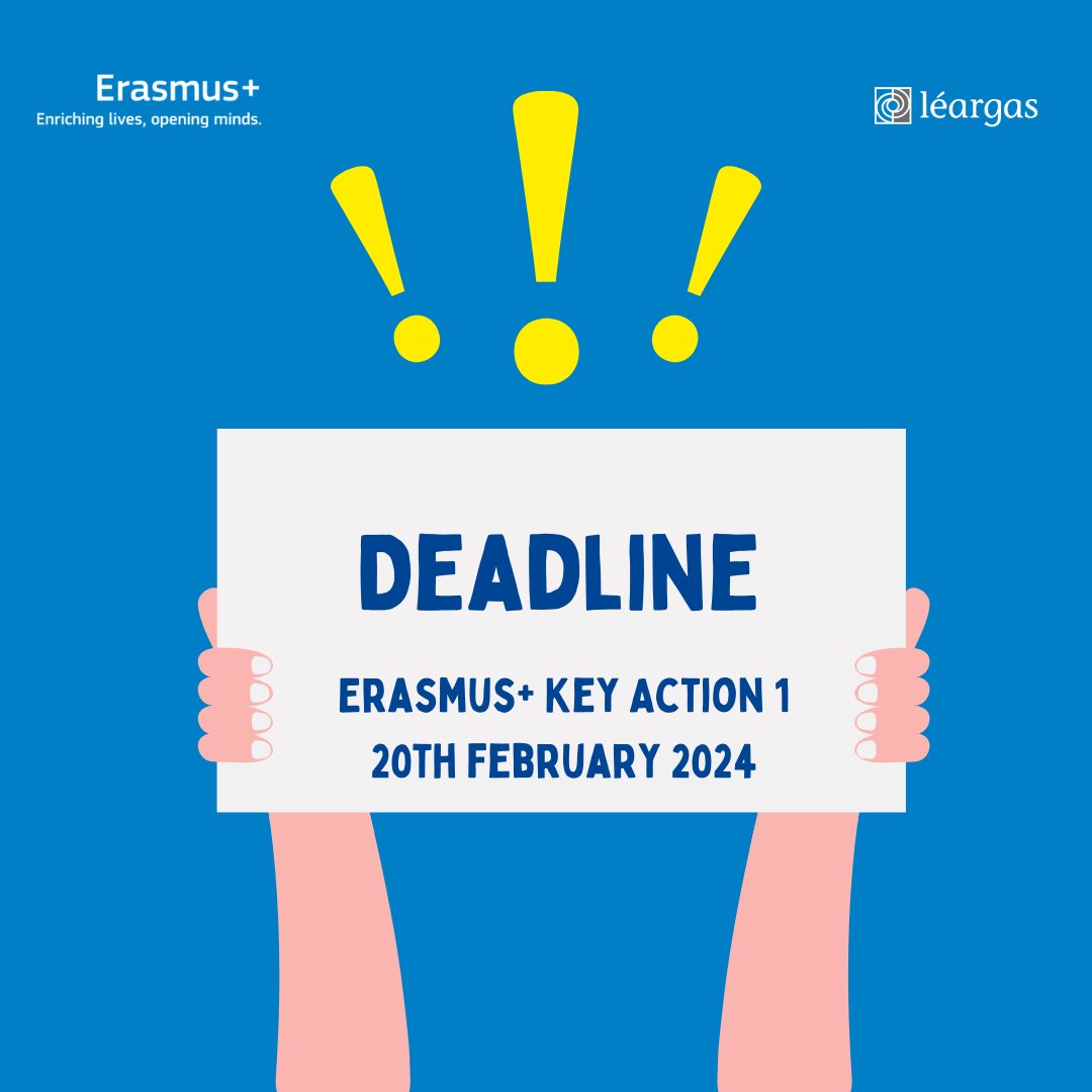 There’s still time!

We have a range of workshops designed to help individuals and organisations apply for #ErasmusPlus funding. Submit your Key Action 1 application by 20th February!  
🔗bit.ly/41znH6S

KA2 application deadline is the 5th March 2024!