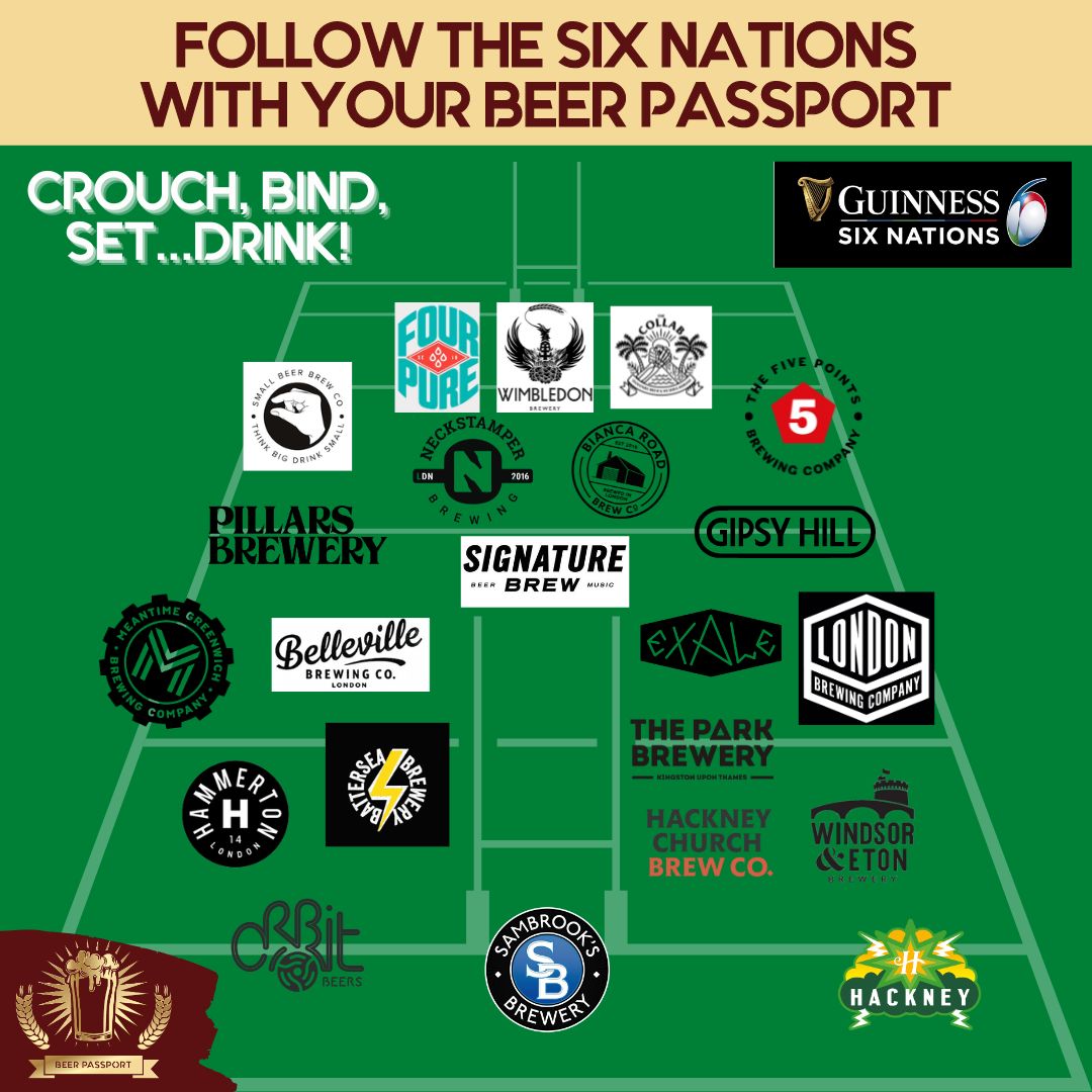 With at least 20 partner breweries showing every match of the @SixNationsRugby, it's time to get your Beer Passport stamped like it's on the wrong side of a ruck! Featuring @origsmallbeer, @SambrooksBrew, @SignatureBrew, @GipsyHillBrew and many more!