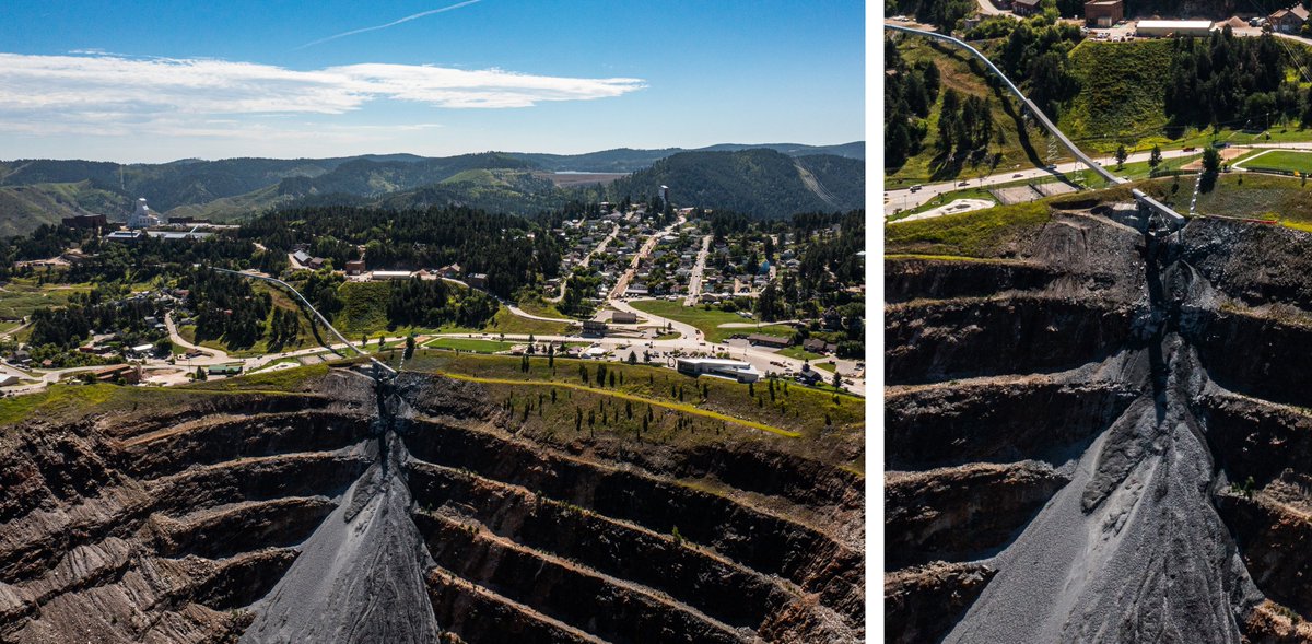 Fermilab's tweet photo. @DUNEScience @SanfordLab Close to 800,000 tons of rock were excavated and transported from underground into an expansive former mining area above ground known as the Open Cut.
📸: Stephen Kenny, @SanfordLab
#DUNEscience #DUNEcaverns #neutrino #physics @LBNFacility https://t.co/cxp5X4SXM8