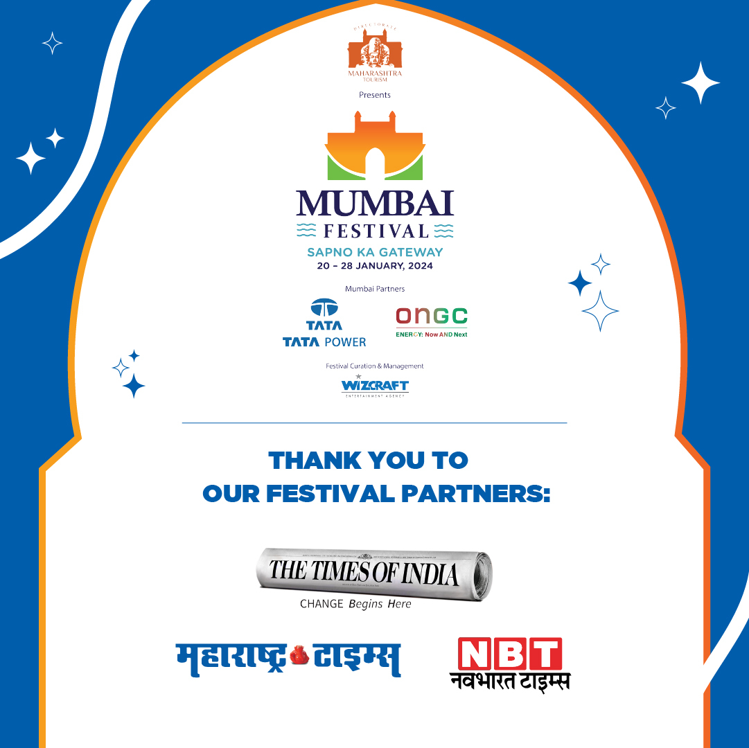 We would like to formally thank our Festival Partners who helped us make Mumbai Festival 2024 a resounding success 🎉 आम्ही आमच्या फेस्टिव्ह पार्टनर्सचे जाहीर आभार मानू इच्छितो, ज्यांनी मुंबई फेस्टिवल 2024 ला यशस्वी करण्यात मोलाची भूमिका बजावली 🎉 @NavbharatTimes @timesofindia