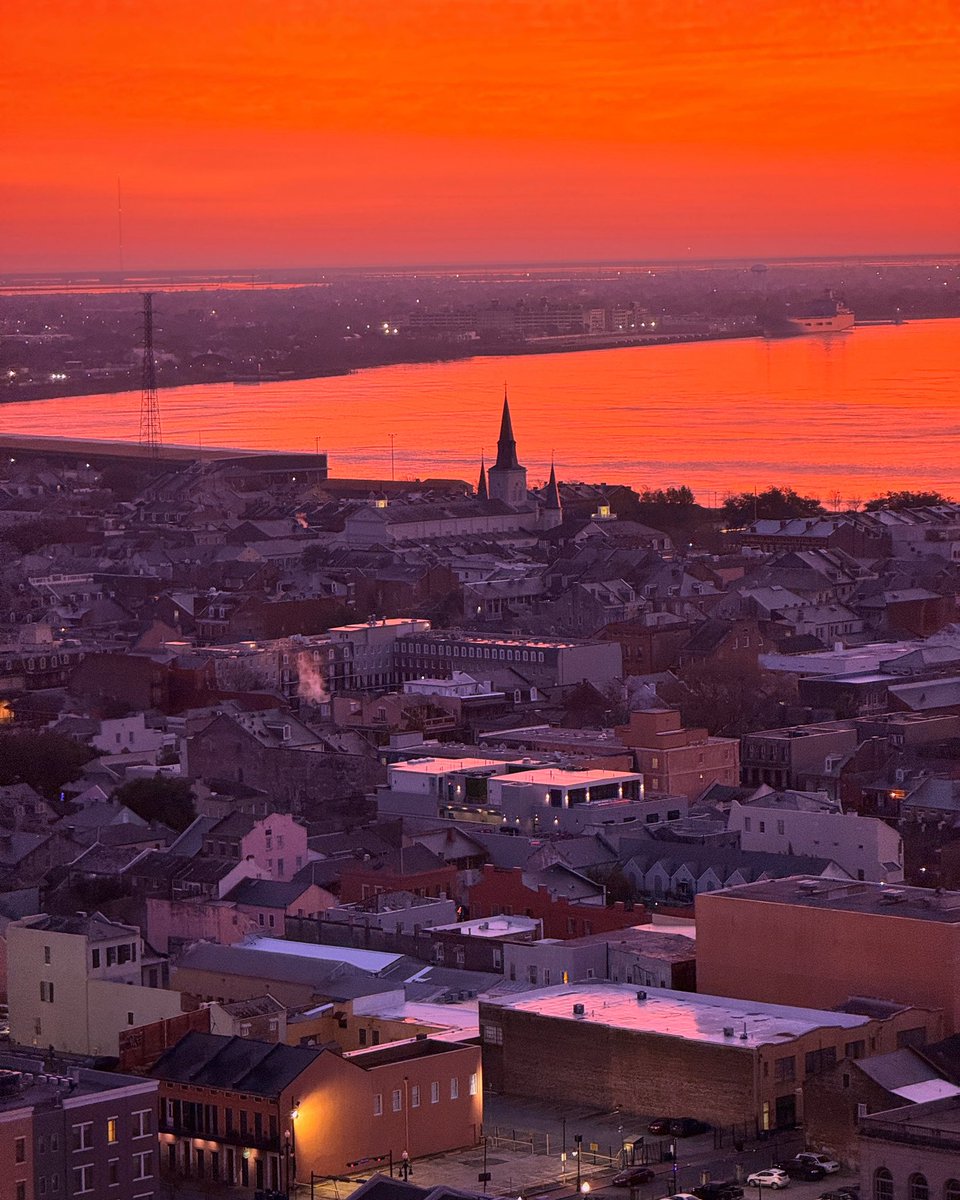 A morning view of St. Louis Cathedral from Downtown New Orleans. 🧡