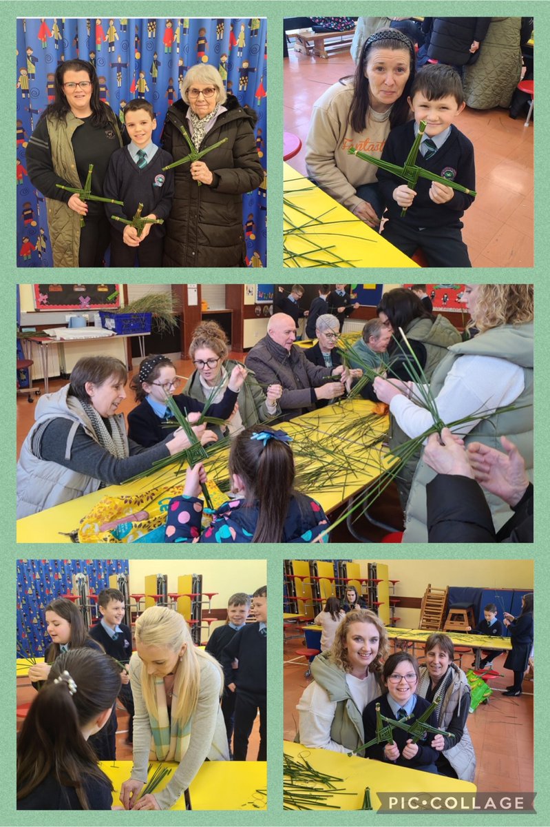 ColumbaBallerin's tweet photo. Celebrating St Brigid’s Day at St Columba’s 🙏🏼💚

The P5, P6 and P7 pupils enjoyed making St Brigid’s crosses to mark the feast day. A big thank you to parents and grandparents who joined us and gave us a helping hand. https://t.co/KXkIjicURC