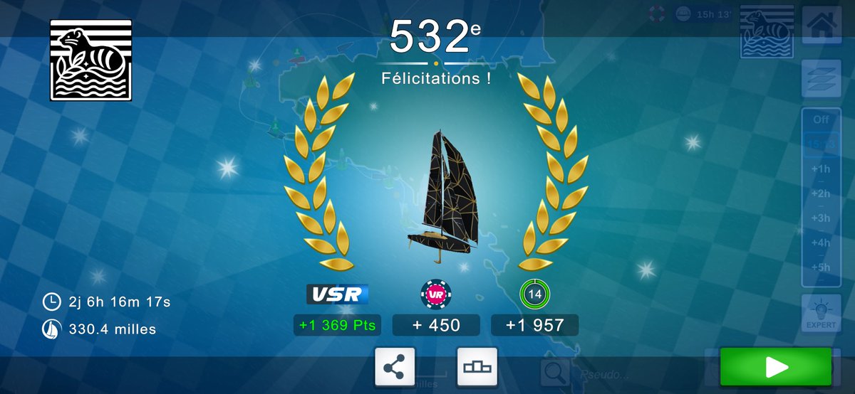 scrat21_vr's tweet photo. Belle course en PDD sur le #bzhtour sur @VirtualRegatta 100% sur tél. 18e au classement challenge PDD 🤩. Plutôt satisfait même si le C0 a fait défaut à la fin! Et de nombreux échouages qui ont perturbé les résultats… Bravo à notre coach Zanpayo-BFC 66e! https://t.co/gSJpiK1Wsl
