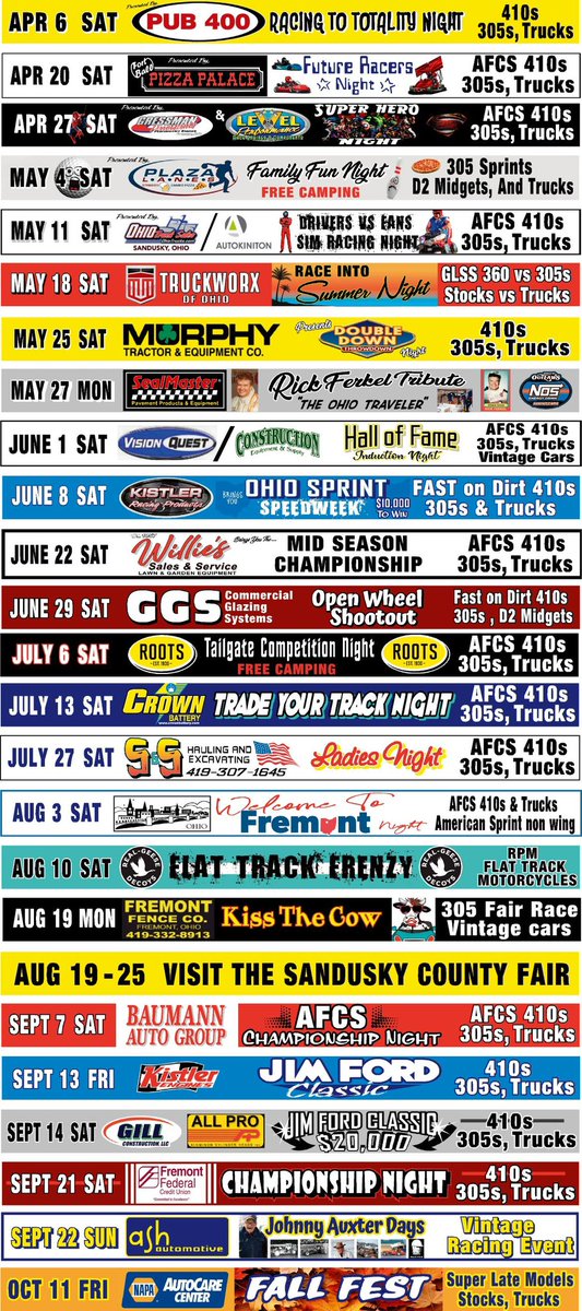 FremontSpeedway's tweet photo. The wait is over here is the 2024 schedule.  We are ready for this one to get started!!!! https://t.co/h7SRoxfYW2