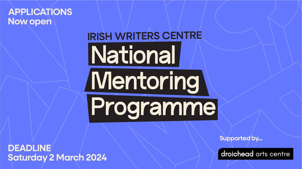 Calling all writers living in Drogheda & the East Meath.
Applications are now open for the @IrishWritersCtr #NationalMentoringProgramme
This opportunity is for writers living in Ireland to receive sustained mentoring from an acclaimed Irish writer.
droichead.com/show-detail/?i…