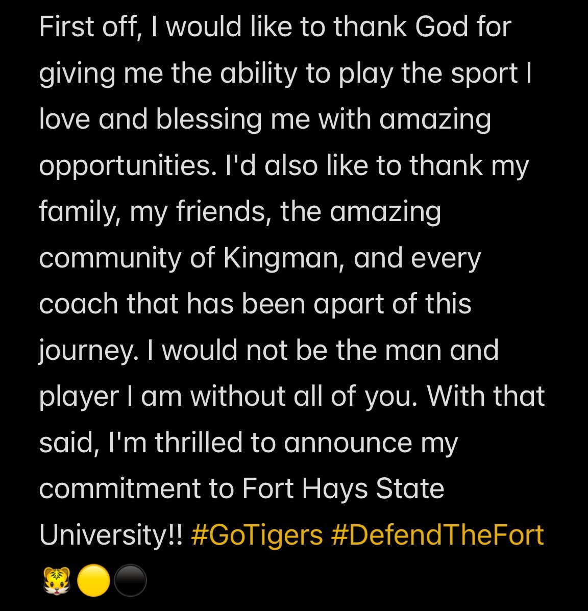 Committed!! #DefendTheFort 🐯🟡⚫️@CoachBoldin @FootballKingman @SpsEagle @RashadDaniels12